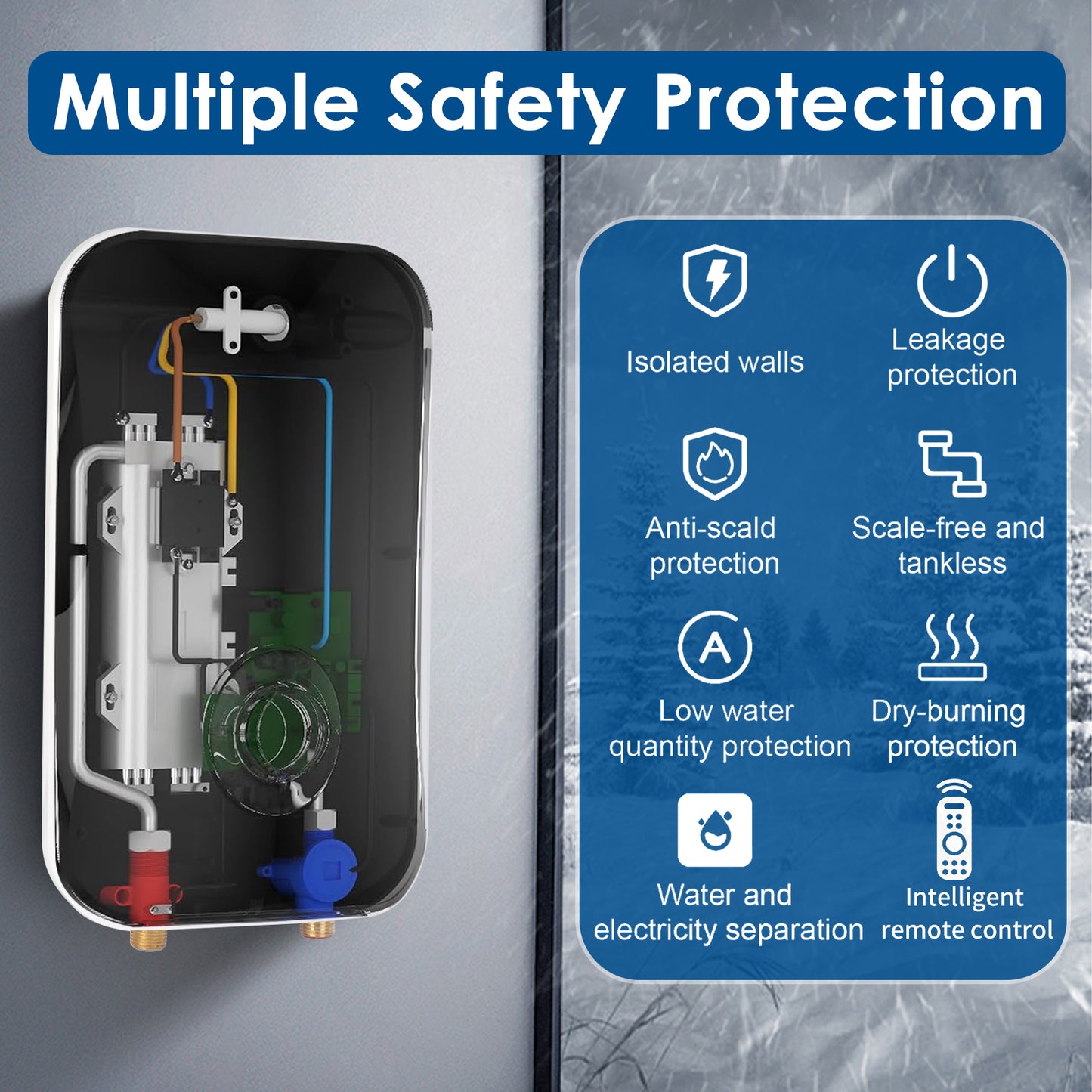 Tankless Water Heater Electric 9kW 240V, Instant On Demand Endless Hot Water Heater with Digital Temperature Display Point of Use for Residential Whole House Shower, ETL Certified