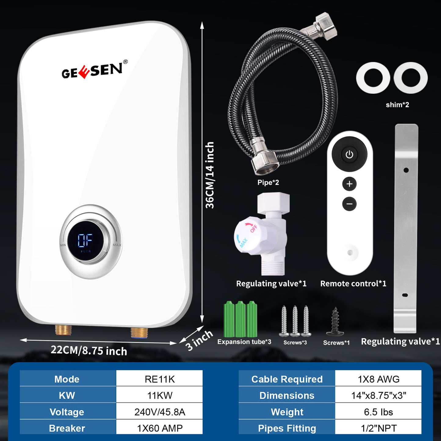 Tankless Water Heater Electric 9kW 240V, Instant On Demand Endless Hot Water Heater with Digital Temperature Display Point of Use for Residential Whole House Shower, ETL Certified
