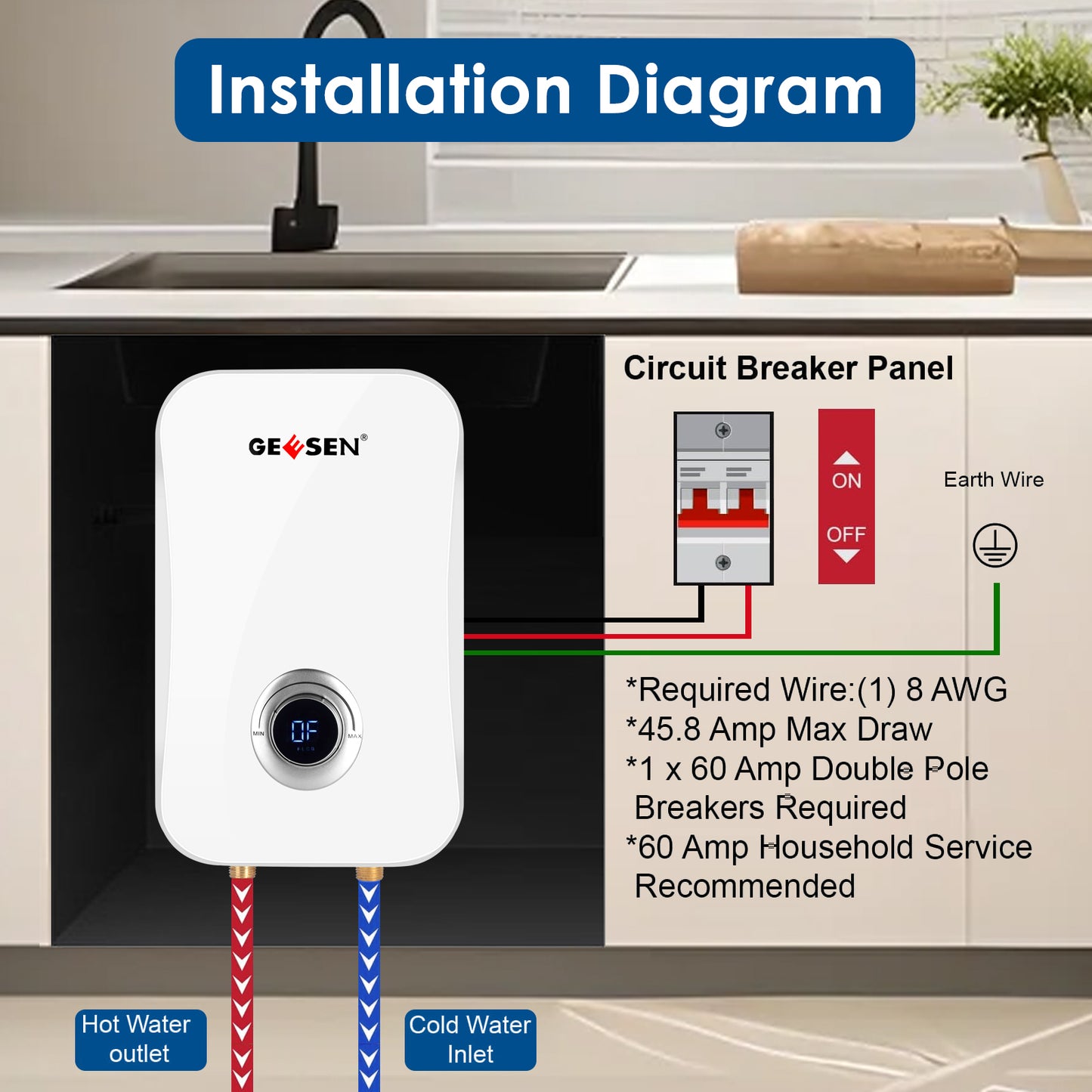 Tankless Water Heater Electric 9kW 240V, Instant On Demand Endless Hot Water Heater with Digital Temperature Display Point of Use for Residential Whole House Shower, ETL Certified