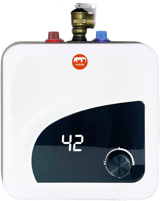 Electric Water Heater 120/240V Small Compact Tank Storage, Kitchen Instant Under Sink Counter(TP Valve)