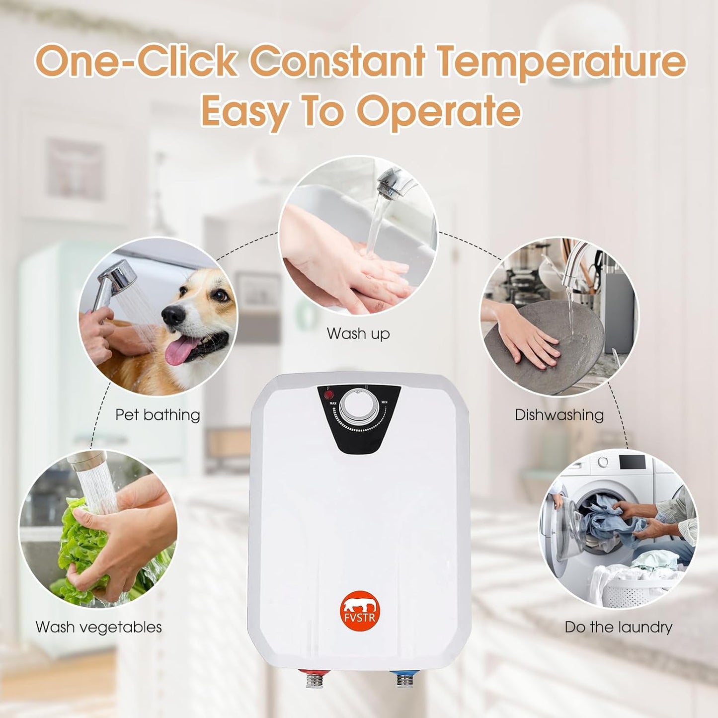 Electric Water Heater Smart RV 2.16Gallon 8L 1.5KW US safty Plug 120V(Water from Underside)