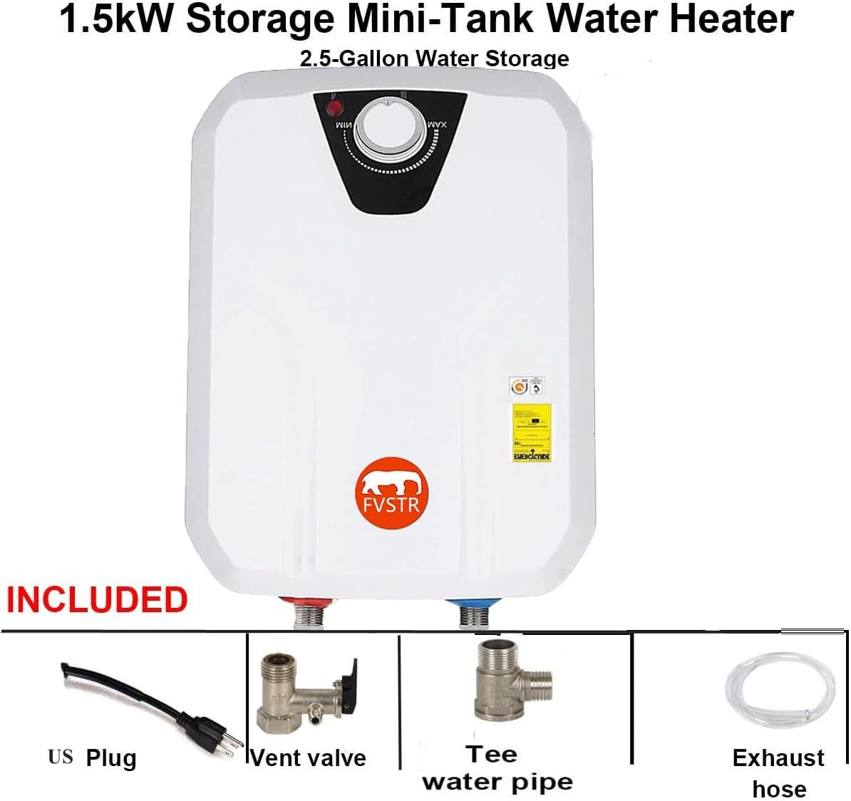 Electric Water Heater Smart RV 2.16Gallon 8L 1.5KW US safty Plug 120V(Water from Underside)