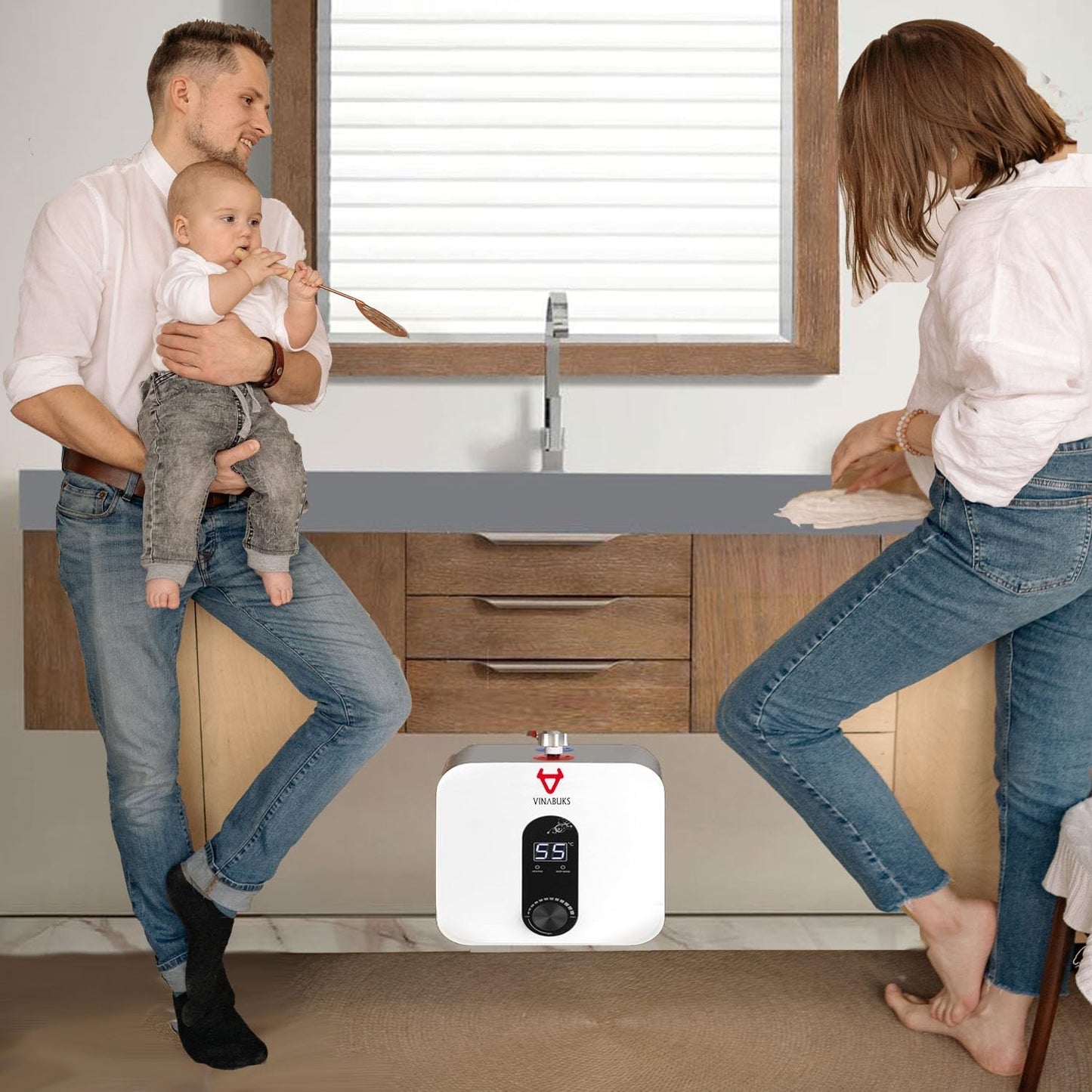 Electric Water Heater Smart 3.3 Gallon Point of Use Hot Water Heaters 120V