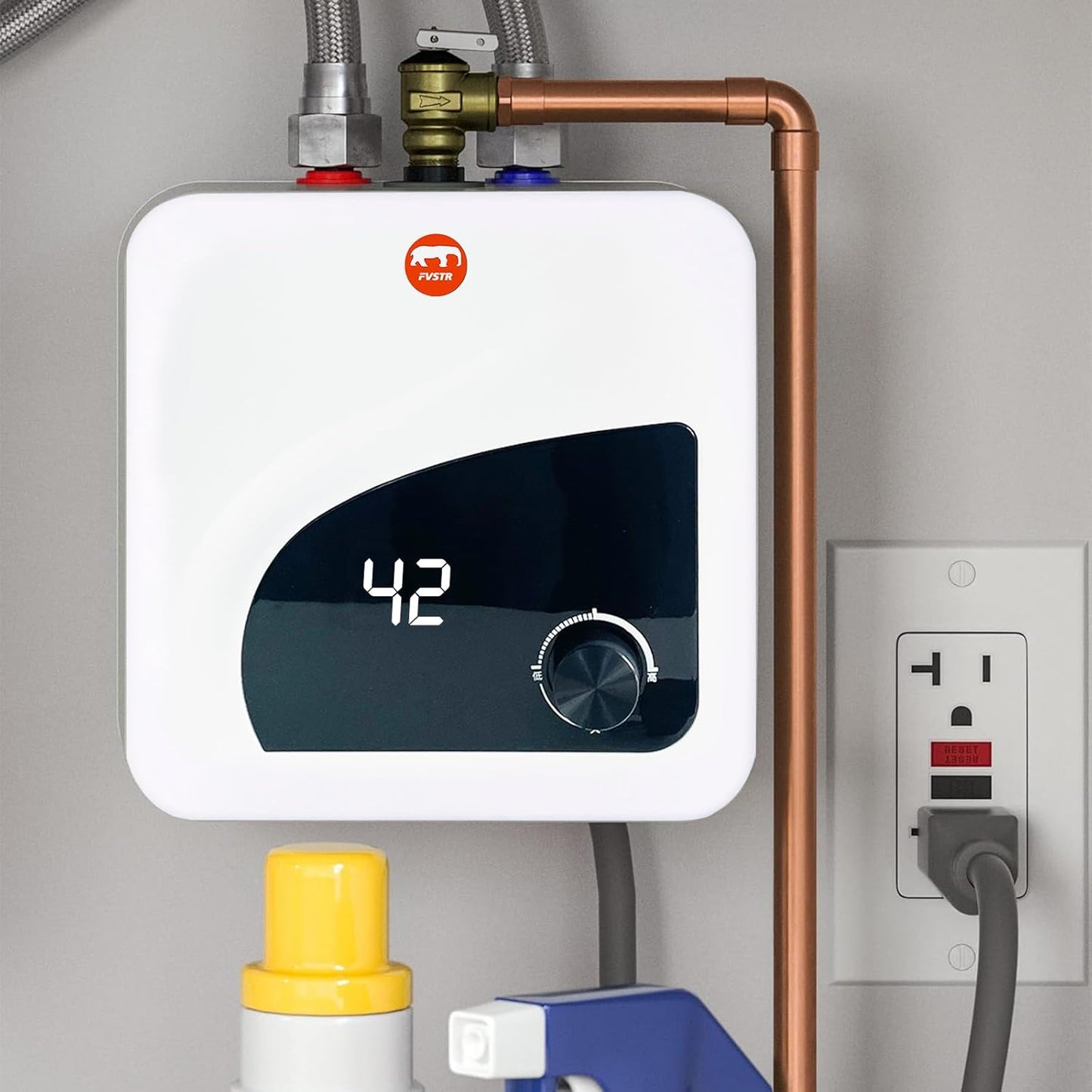 Electric Water Heater 120/240V Small Compact Tank Storage, Kitchen Instant Under Sink Counter(TP Valve)