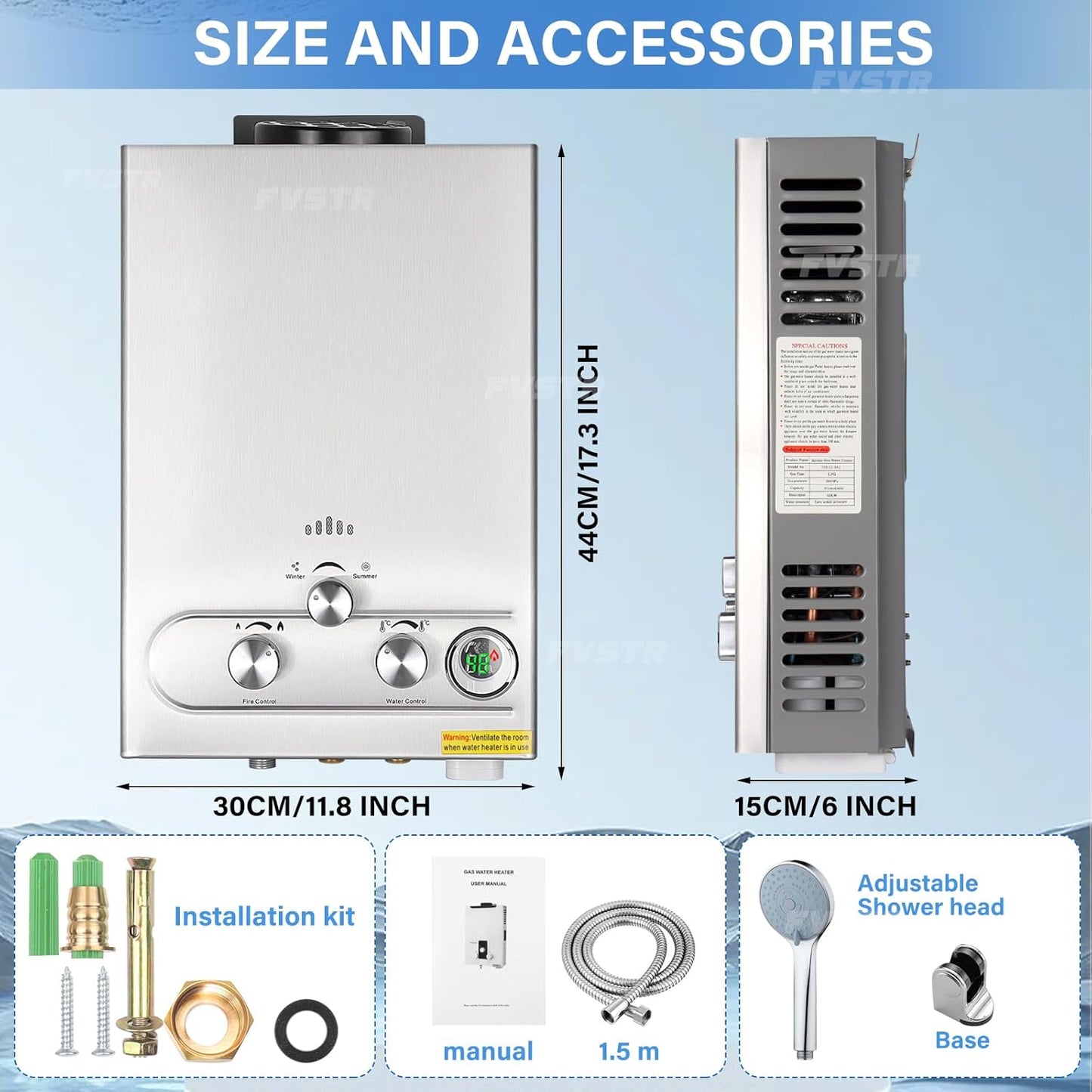 Tankless Water Heater Propane, 1.6GPM 6L Portable Instant Hot Water Heater