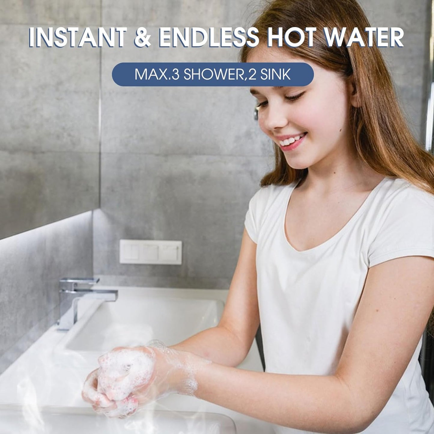 Geesen 27 KW Tankless Water Heater Electric, Instant On Demand Endless Hot Water Heater 240V