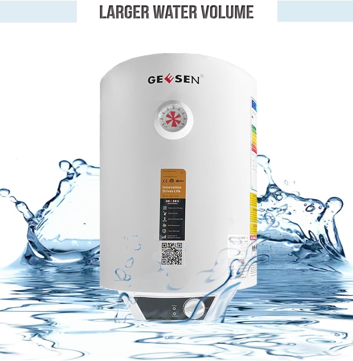 Geesen Storage RV TR Indoor Waterproof Electric Tank On Demand Hot Water Heater(8 Gallon)