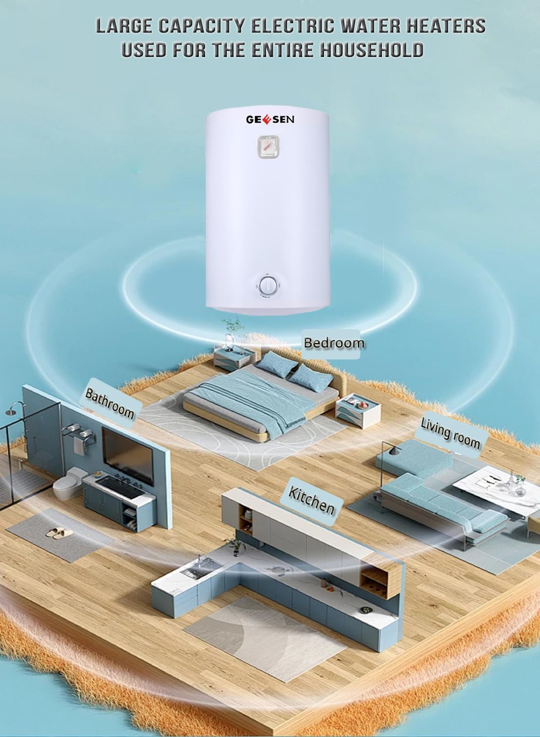 Geesen Indoor/RV Universal Electric Hot Water Heater for the whole family(13 Gallon)