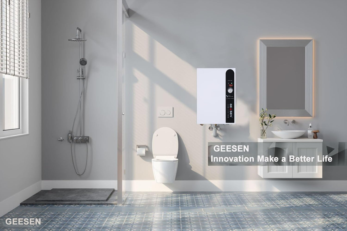 Geesen 27 KW Tankless Water Heater Electric, Instant On Demand Endless Hot Water Heater 240V
