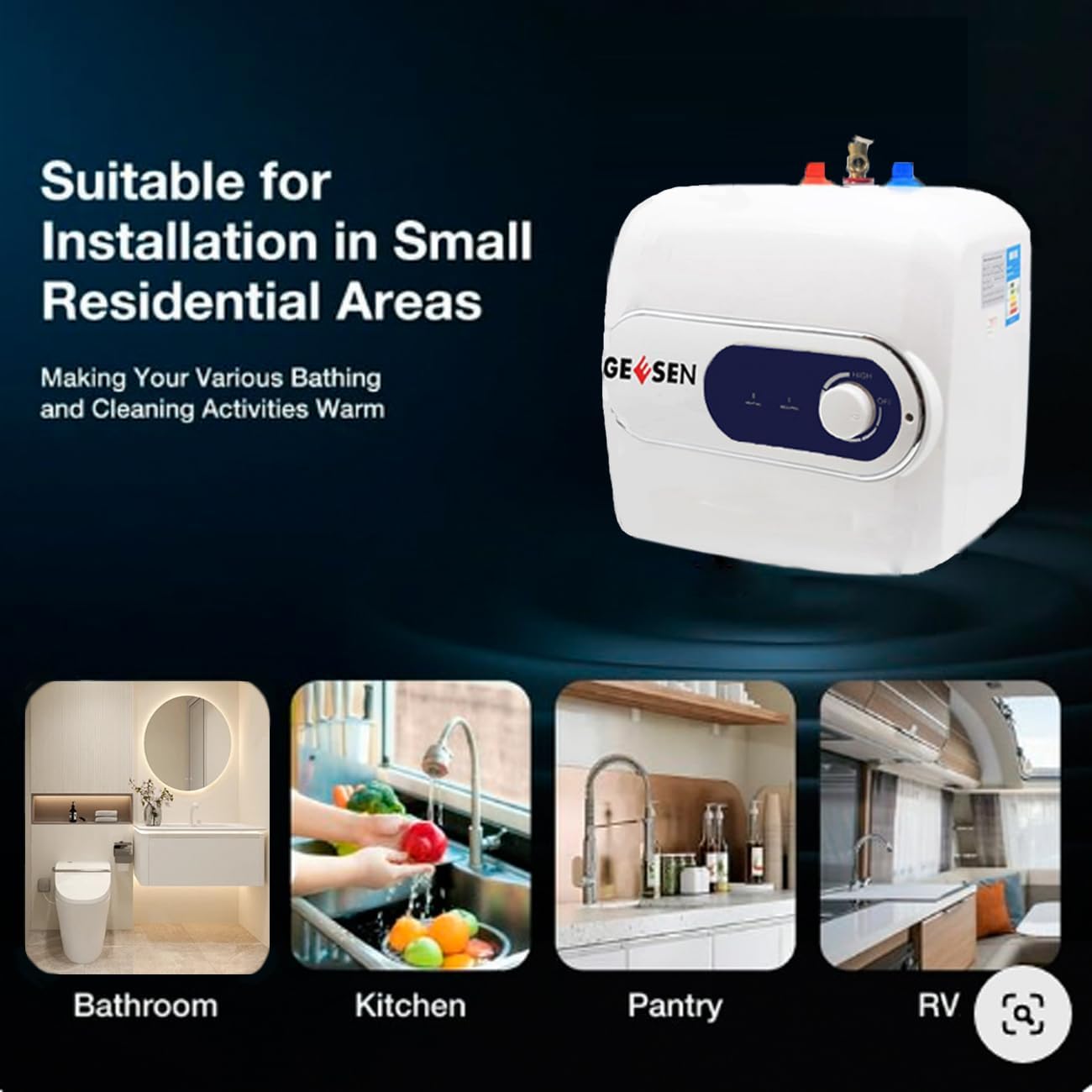 4 Gallon 15L 120V Large Size Under Sink Tank Water Heater Instant Electric Kitchen Compact