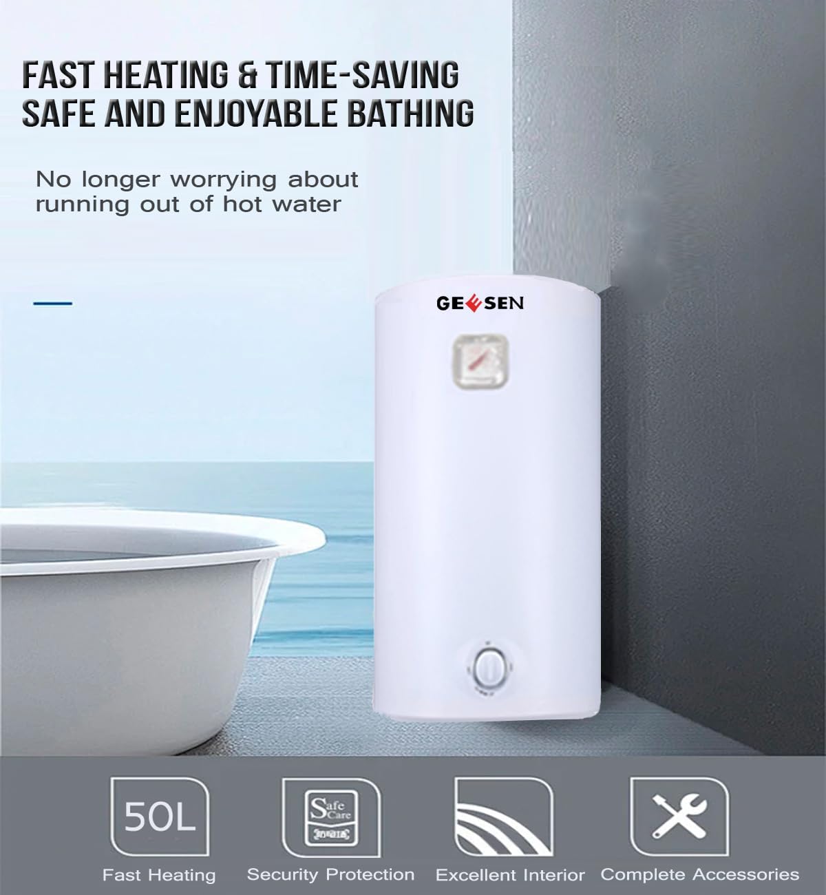 Geesen Indoor/RV Universal Electric Hot Water Heater for the whole family(13 Gallon)