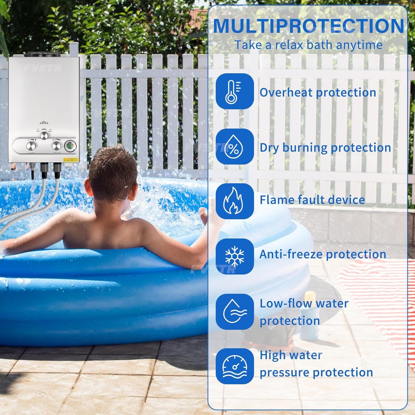 Tankless Water Heater Propane, 1.6GPM 6L Portable Instant Hot Water Heater