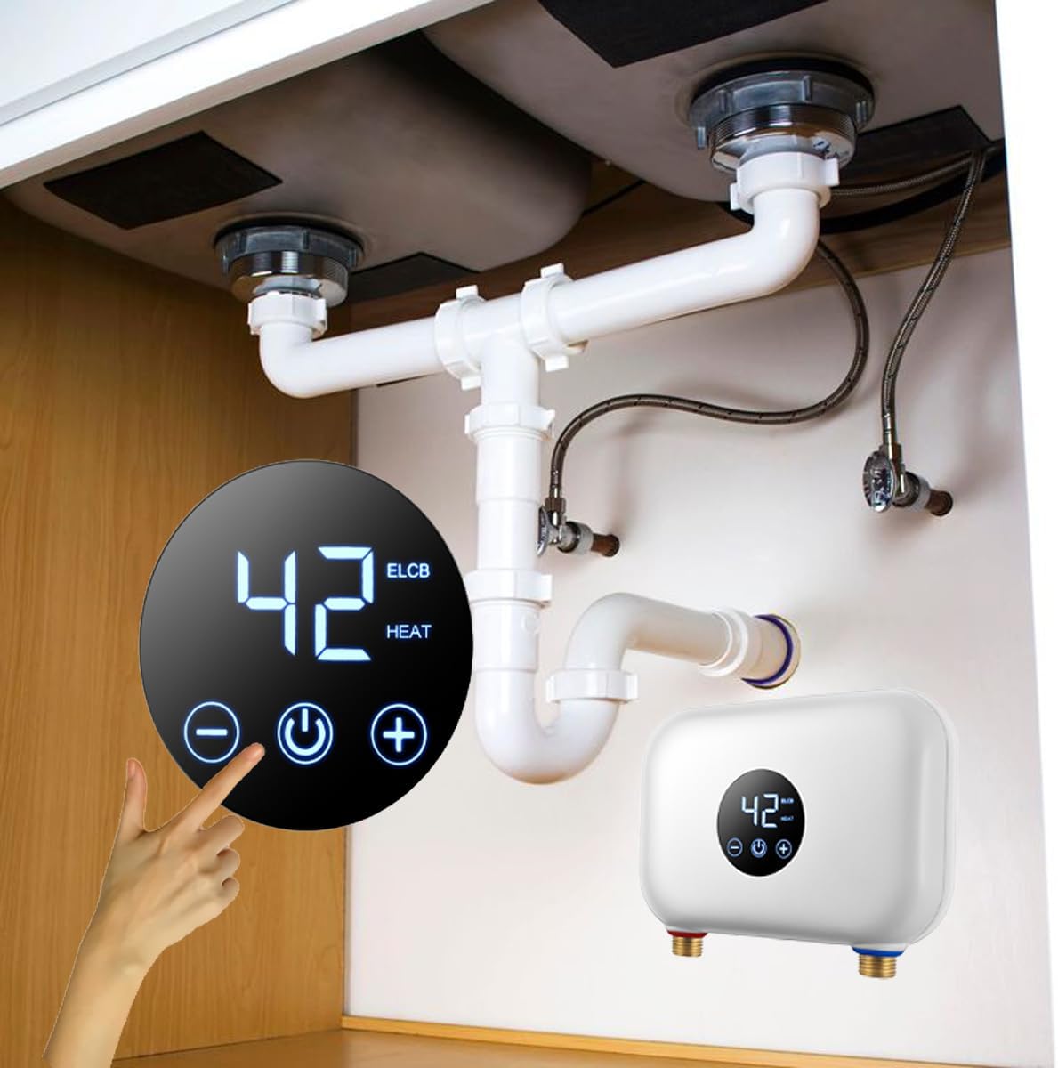 5.5KW arXic Electric tankless mini Water Heater, 240V 30A instant Digital Display - White