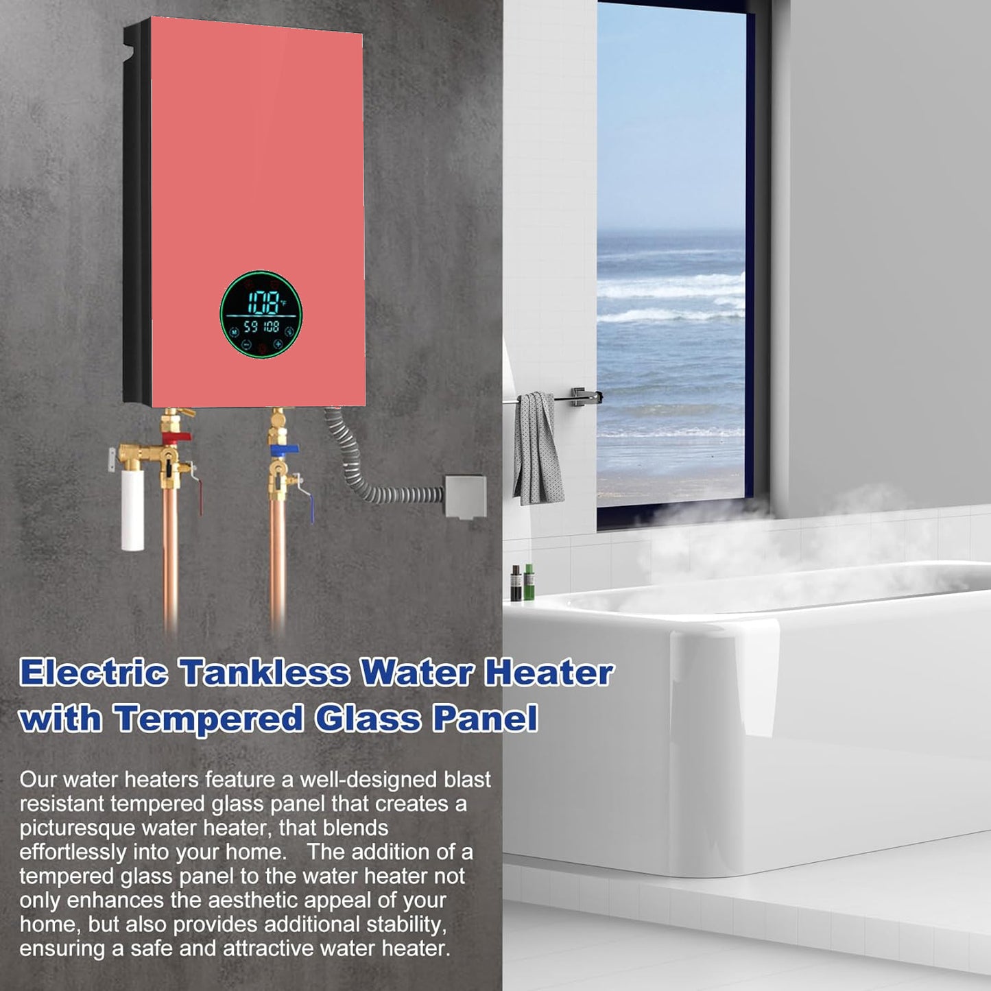 Geesen Instant Tankless Electric Hot Water Heater, Portable Water Heater(9 KW/240V)