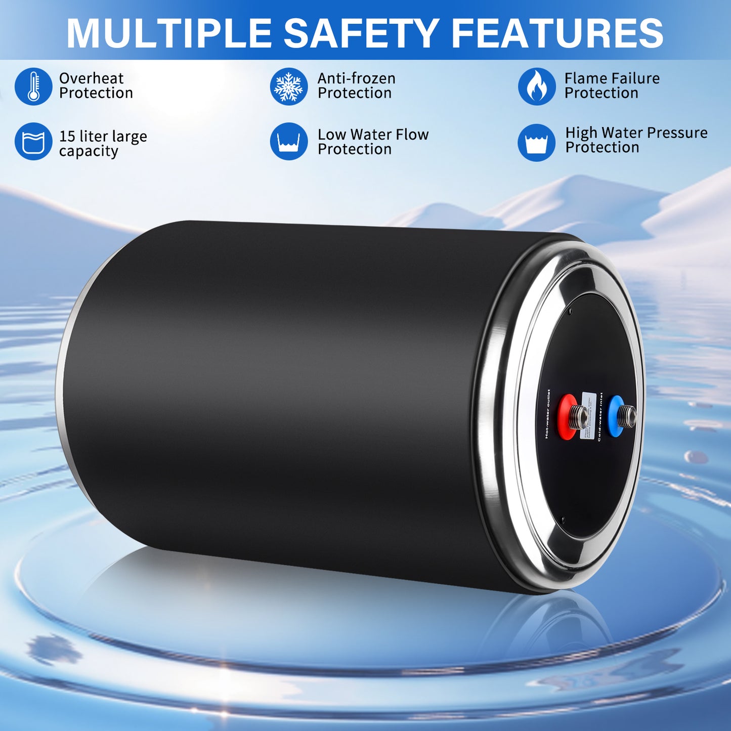 Dual Power Water Heater, 12V DC 200W/230V AC 1500W, 10L, for Caravan Camping UK Plug 230v RV Tank Water Heater, Instant for RV, for Camper with Double Power Supply & Remote Controller