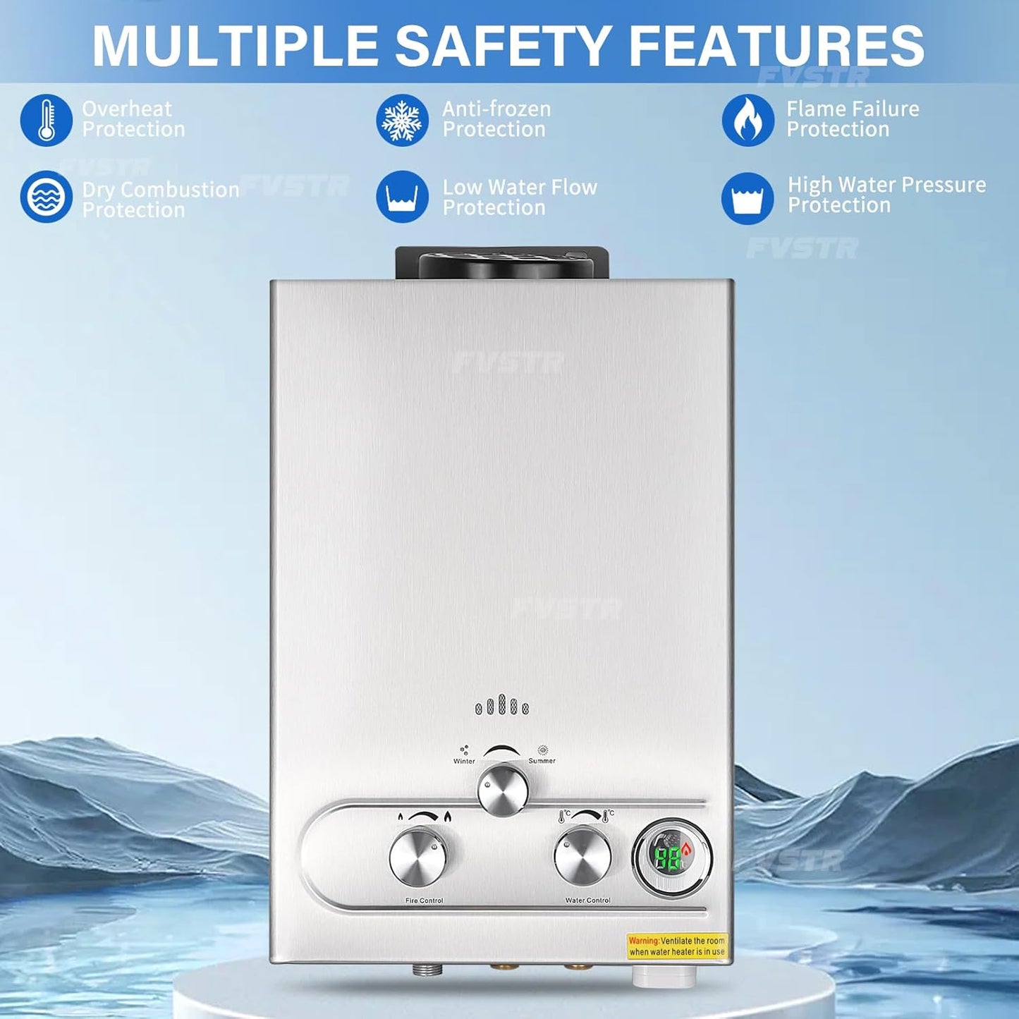 Tankless Water Heater Propane, 1.6GPM 6L Portable Instant Hot Water Heater