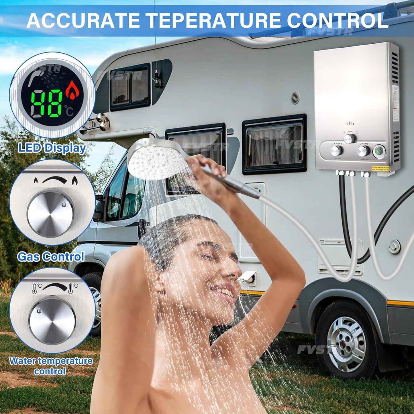 Tankless Water Heater Propane, 1.6GPM 6L Portable Instant Hot Water Heater